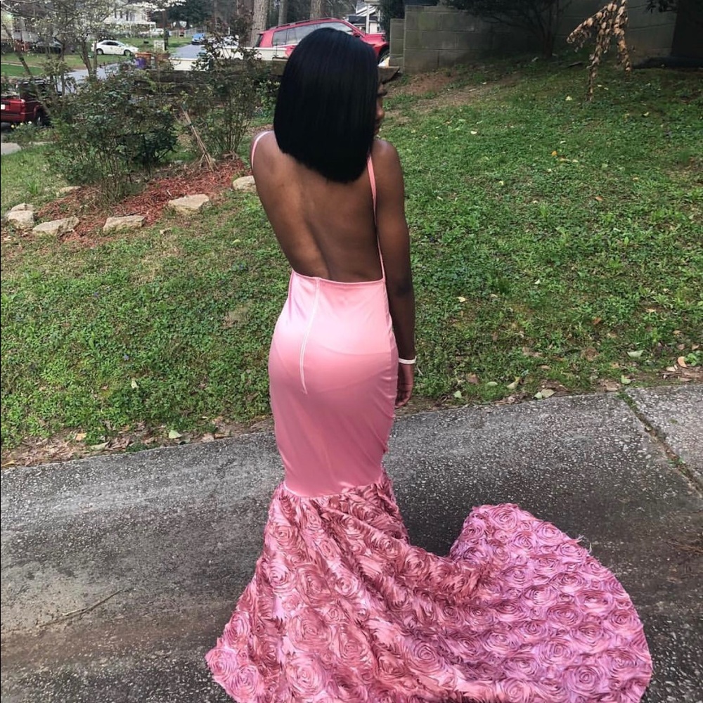 Long Sequin Silky Soft Rose Gold Pink Prom Dress